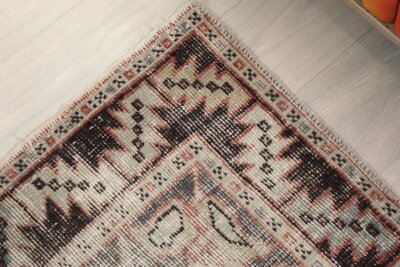 3x9 Brown Runner Rug, 3x9 Oushak Runner, Bohemian Runner, 3x9 Handmade Rug, Antique Rug, Vintage Rug, Kitchen Runner, Hallway Runner - Görsel 7