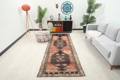 3x10 Red Blue Turkish Runner Rug, 3x10 Oushak Runner, Bohemian Runner, 3x10 Handmade Rug, Corridor Runner, Kitchen Runner,Hallway Runner - Görsel 7