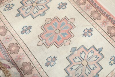 4x6 Pink Blue Floral Patterned Turkish Rug, 4x6 Handwoven Wool Rug, Handmade Rug, Living Room Rug, Vintage Rug, Kitchen Rug, Dining Room Rug - Görsel 10
