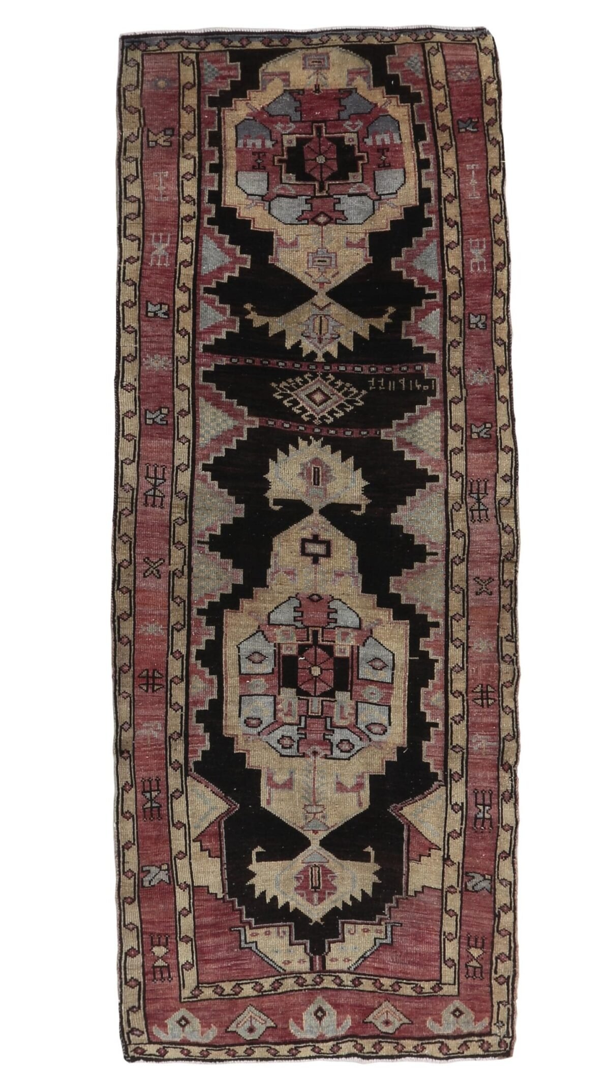 3x9 Brown Black Vintage Runner Rug, 3x9 Oushak Runner, Bohemian Runner, 3x9 Handmade Antique Rug, Vintage Rug, Kitchen Runner,Hallway Runner