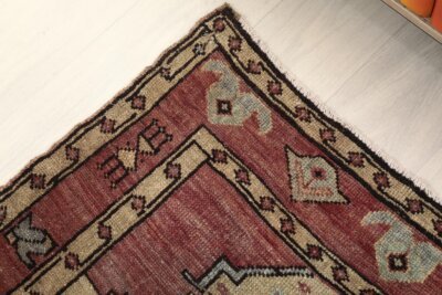 3x9 Brown Black Vintage Runner Rug, 3x9 Oushak Runner, Bohemian Runner, 3x9 Handmade Antique Rug, Vintage Rug, Kitchen Runner,Hallway Runner - Görsel 8