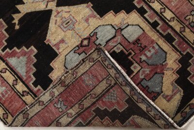 3x9 Brown Black Vintage Runner Rug, 3x9 Oushak Runner, Bohemian Runner, 3x9 Handmade Antique Rug, Vintage Rug, Kitchen Runner,Hallway Runner - Görsel 10