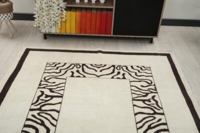 6x9 White Line Pattern Turkish Rug, 6x9 Oushak Area Rug,Vintage Handmade Rug,Boho Rug, Vintage Rug, Kitchen Rug, Living Room Rug,Antique Rug - Görsel 9