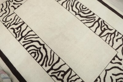 6x9 White Line Pattern Turkish Rug, 6x9 Oushak Area Rug,Vintage Handmade Rug,Boho Rug, Vintage Rug, Kitchen Rug, Living Room Rug,Antique Rug - Görsel 8
