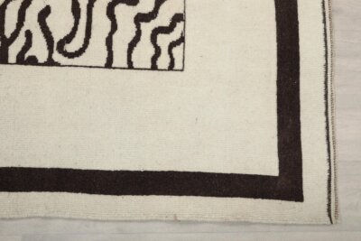 6x9 White Line Pattern Turkish Rug, 6x9 Oushak Area Rug,Vintage Handmade Rug,Boho Rug, Vintage Rug, Kitchen Rug, Living Room Rug,Antique Rug - Görsel 7
