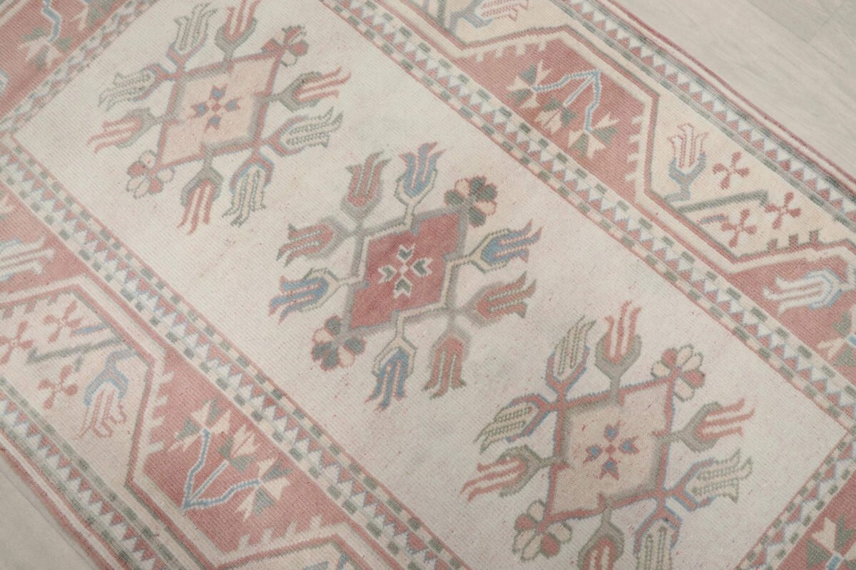 4x6 Pink Floral Turkish Rug, 4x6 Handwoven Wool Rug, 4x6 Oushak Rug, Handmade Rug, Living Room Rug, Vintage Rug, Kitchen Rug,Dining Room Rug - Görsel 5