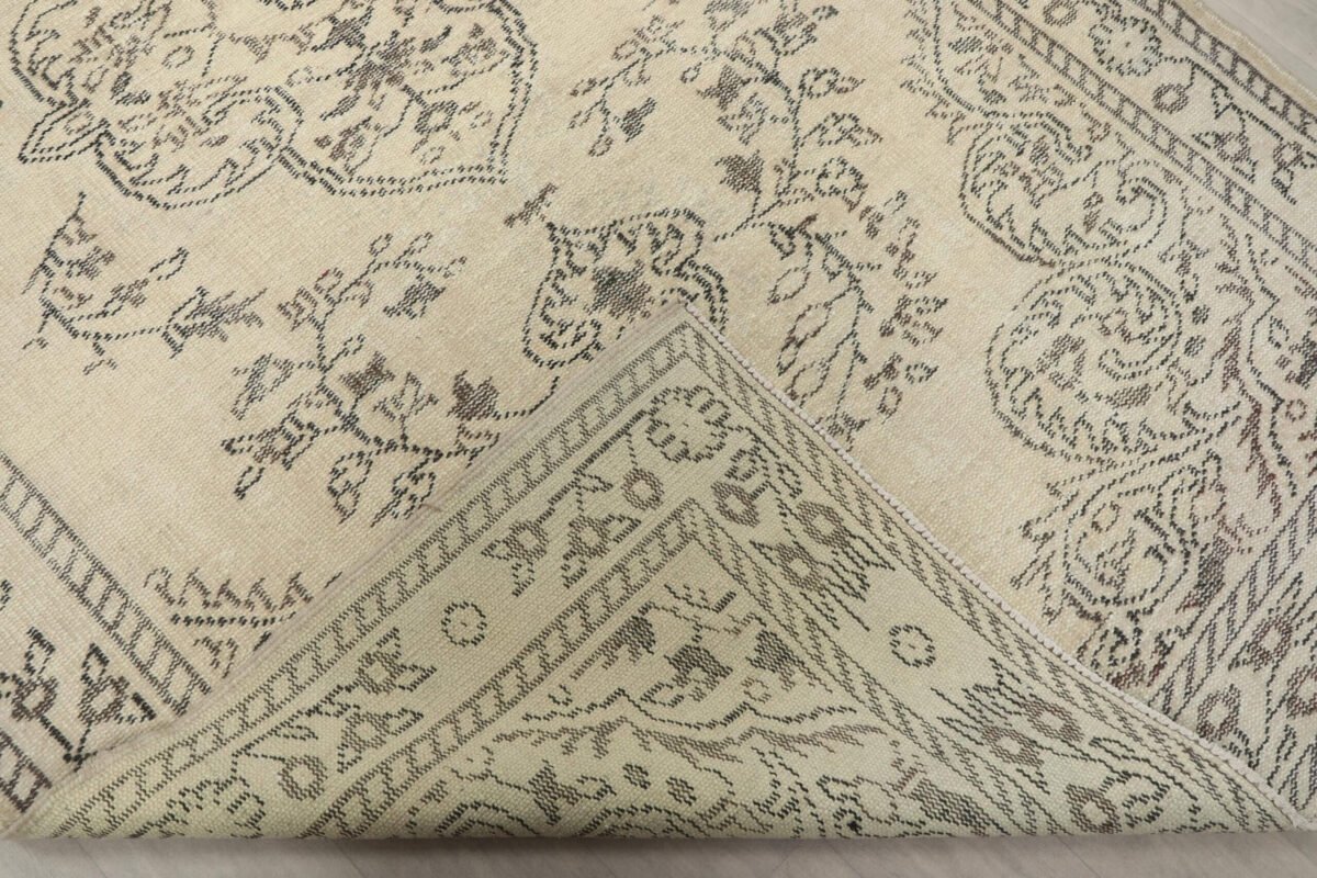 6x10 Bej Turkish Area Rug, 6x10 Oushak Rug, Handmade Rug, Wool Floral Rug, Area Rug, Vintage Rug, Kitchen Wool Rug, Living Room Wool Rug - Görsel 4
