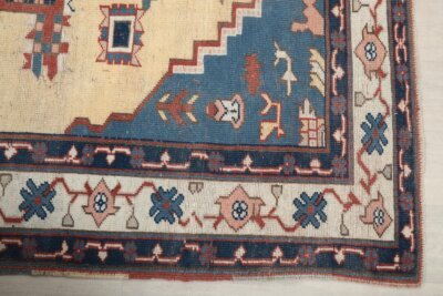 6x8 Red Blue Turkish Area Rug, 6x8 Oushak Rug, Persian Handmade Rug,6x8 Oversized Rug, Patterned Vintage Rug, Kitchen Rug, Living Room Rug - Görsel 5