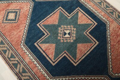 4x13 Pink Wool Turkish Runner, 4x13 Muted Oushak Runner, 4x13 Bohemian Runner, Handmade Rug, Vintage Runner, Patterned Runner, Faded Rug - Görsel 5