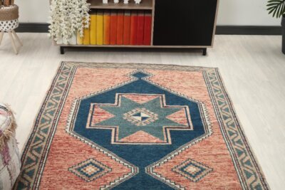 4x13 Pink Wool Turkish Runner, 4x13 Muted Oushak Runner, 4x13 Bohemian Runner, Handmade Rug, Vintage Runner, Patterned Runner, Faded Rug - Görsel 6
