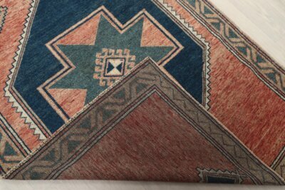 4x13 Pink Wool Turkish Runner, 4x13 Muted Oushak Runner, 4x13 Bohemian Runner, Handmade Rug, Vintage Runner, Patterned Runner, Faded Rug - Görsel 9