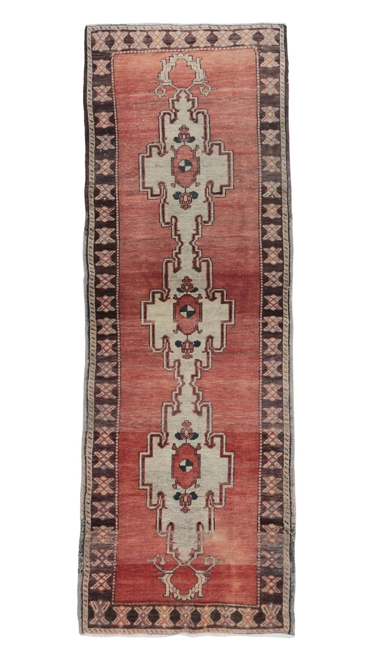 3x10 Red Brown Turkish Runner , 3x10 Oushak Runner, Turkish Bohemian Runner, Handmade Rug,Antique Wool Rug, Kitchen Runner, Hallway Runner