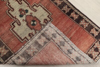 3x10 Red Brown Turkish Runner , 3x10 Oushak Runner, Turkish Bohemian Runner, Handmade Rug,Antique Wool Rug, Kitchen Runner, Hallway Runner - Görsel 9