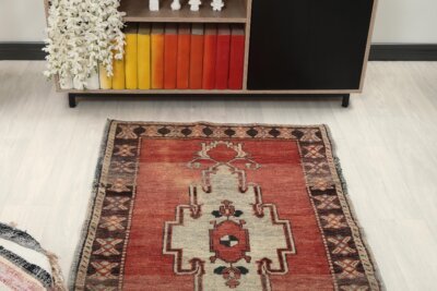 3x10 Red Brown Turkish Runner , 3x10 Oushak Runner, Turkish Bohemian Runner, Handmade Rug,Antique Wool Rug, Kitchen Runner, Hallway Runner - Görsel 6