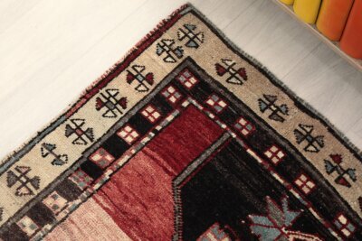 3x10 Red Blue Turkish Runner Rug, 3x10 Oushak Runner, Bohemian Runner, 3x10 Handmade Rug, Corridor Runner, Kitchen Runner,Hallway Runner - Görsel 4