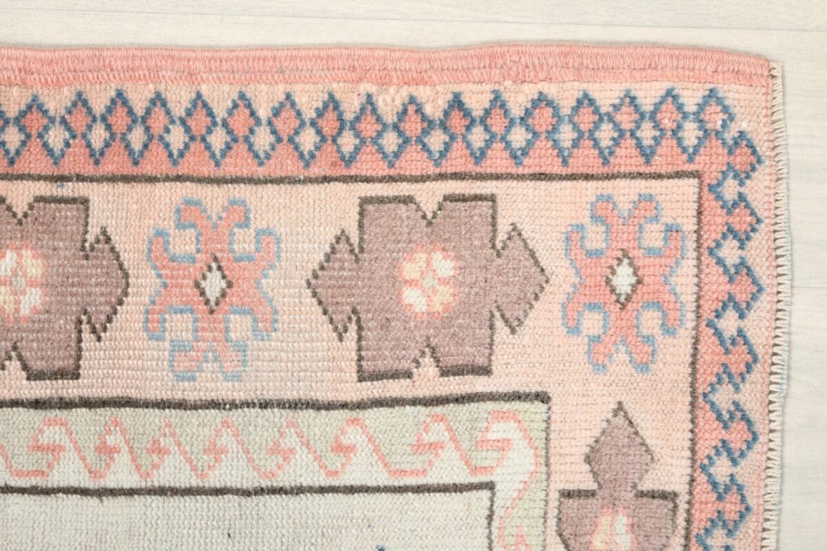 4x6 Pink Blue Floral Patterned Turkish Rug, 4x6 Handwoven Wool Rug, Handmade Rug, Living Room Rug, Vintage Rug, Kitchen Rug, Dining Room Rug - Görsel 2