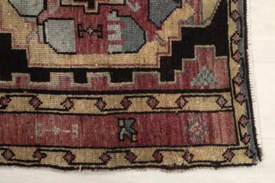 3x9 Brown Black Vintage Runner Rug, 3x9 Oushak Runner, Bohemian Runner, 3x9 Handmade Antique Rug, Vintage Rug, Kitchen Runner,Hallway Runner - Görsel 6