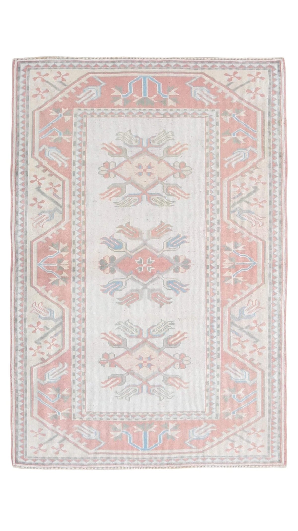 4x6 Pink Floral Turkish Rug, 4x6 Handwoven Wool Rug, 4x6 Oushak Rug, Handmade Rug, Living Room Rug, Vintage Rug, Kitchen Rug,Dining Room Rug