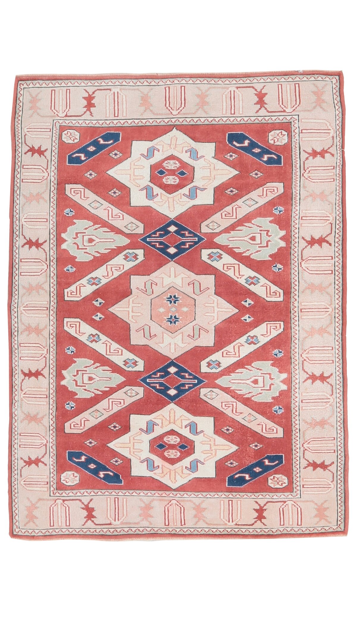 4x6 Red Beige Turkish Rug