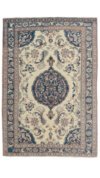 5x7 Beige Blue Handmade Rug