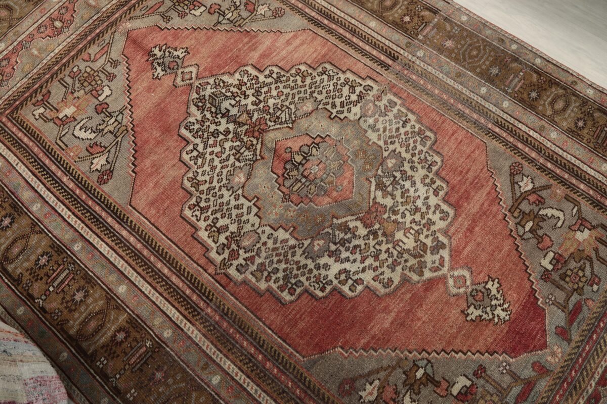6x9 Pink Green Turkish Area Rug - Görsel 5