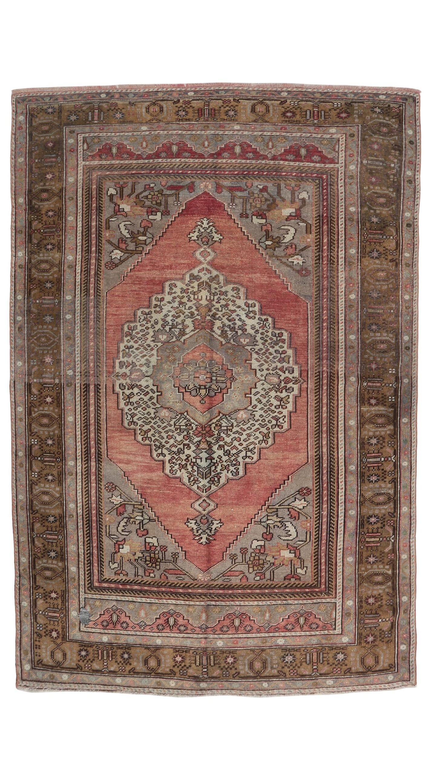 6x9 Pink Green Turkish Area Rug