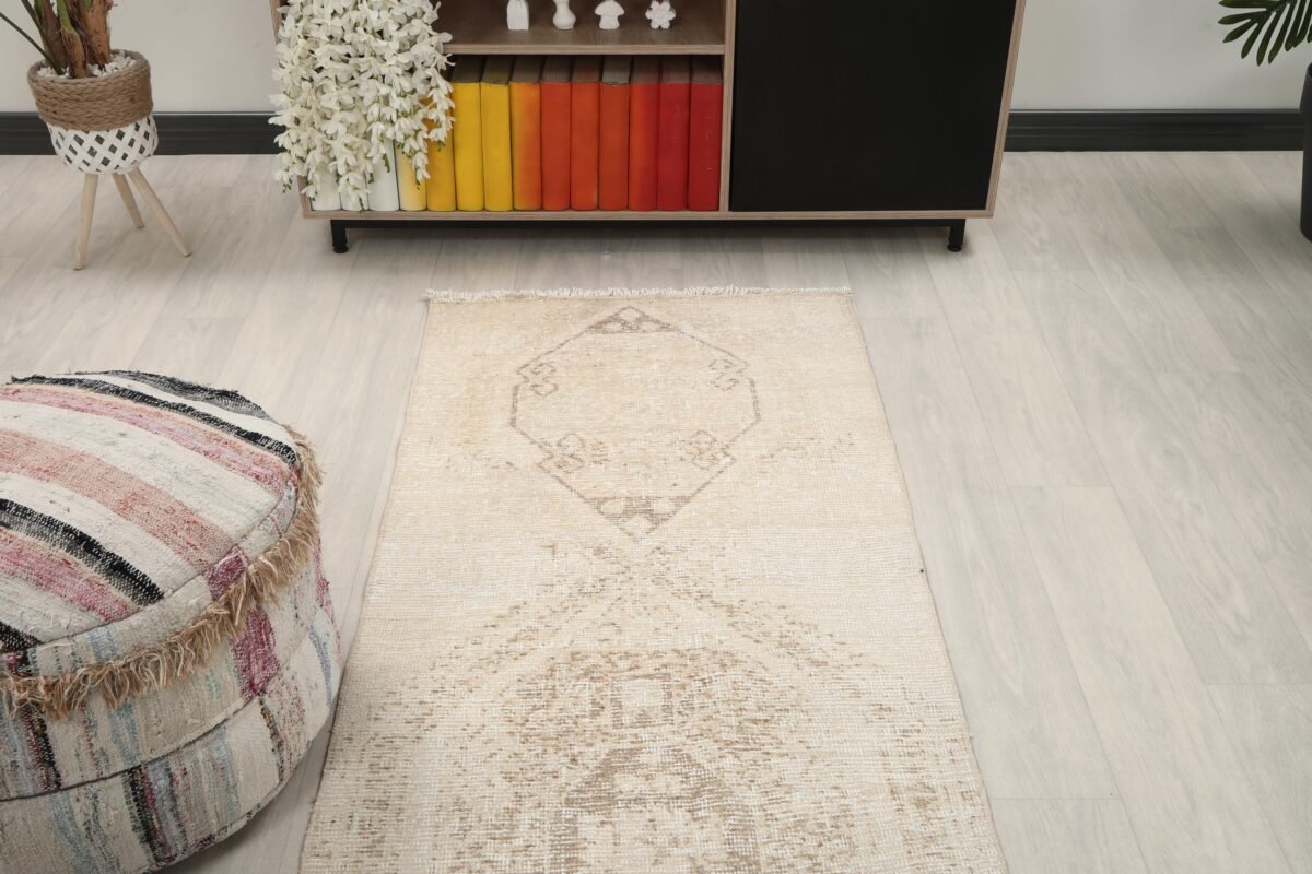 3x11 Beige Vintage Runner Rug - Görsel 4