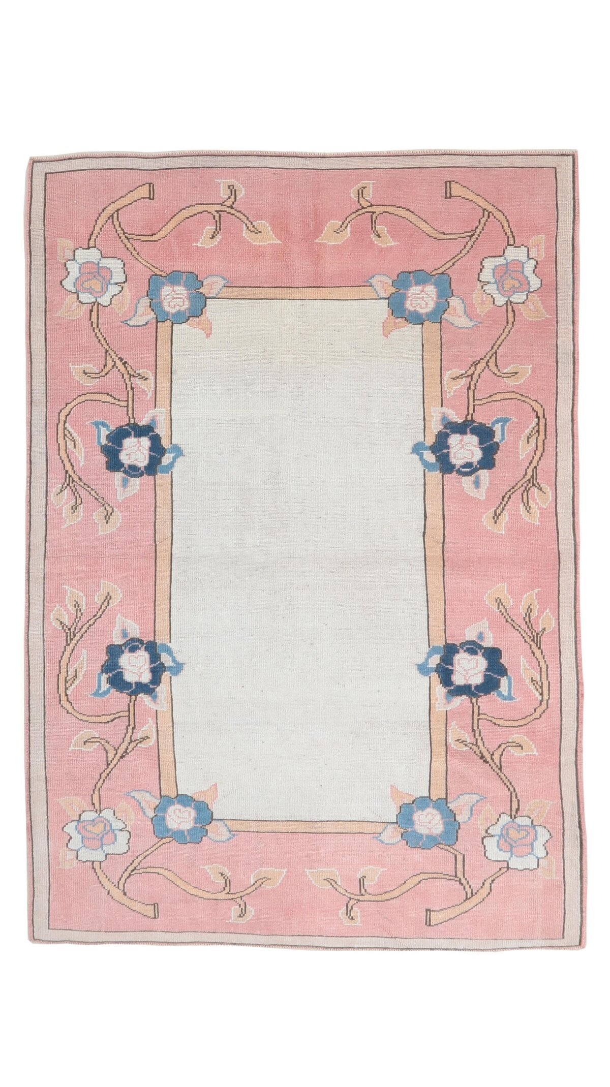 5x8 Pink Floral Patterned Turkish Area Rug