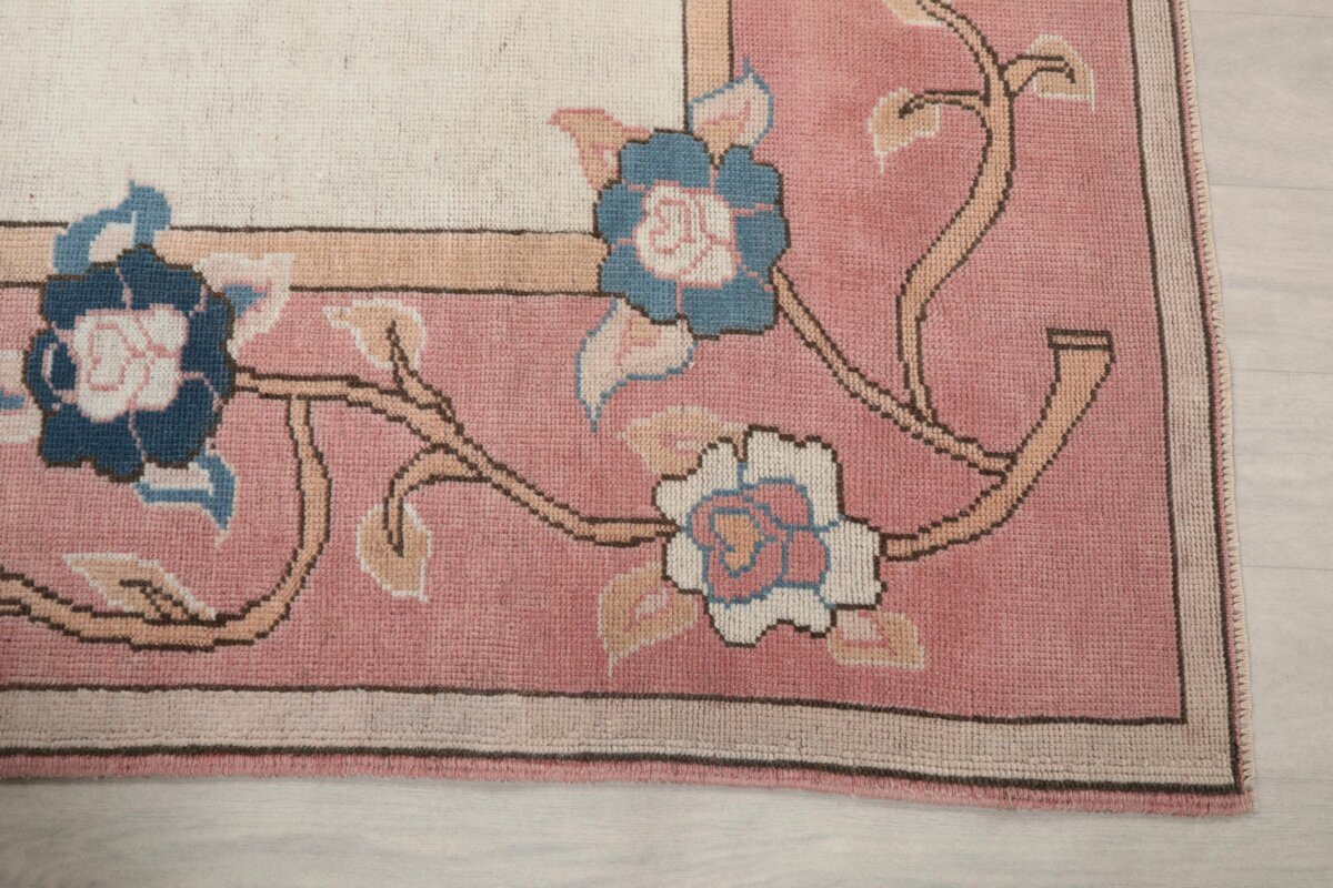 5x8 Pink Floral Patterned Turkish Area Rug, 5x8 Oushak Runner, Bohemian Rug, 5x8 Handmade Rug,Bedroom Kitchen Rug,Vintage Rug,Livingroom Rug - Görsel 7