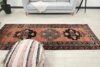 4x10 Vintage Red Black Runner, 4x10 Handmade Rug, Oushak Runner, Bohemian Runner, Turkish Runner, Kitchen Runner, Hallway Runner, Faded Rug - Görsel 9
