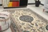 5x7 Beige Blue Handmade Rug, 5x7 Turkish Oushak Runner, Bohemian Rug, Handmade Wool Rug, Antique Rug, Wool Area Rug, Vintage Rug,Kitchen Rug - Görsel 4