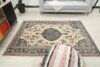 5x7 Beige Blue Handmade Rug, 5x7 Turkish Oushak Runner, Bohemian Rug, Handmade Wool Rug, Antique Rug, Wool Area Rug, Vintage Rug,Kitchen Rug - Görsel 10