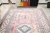 7x10 Pink Blue Turkish Rug, 7x10 Oversize Oushak Runner, Bohemian Wool Runner, Handmade Wool Rug, Floor Area Rug, Bedroom Rug, Kitchen Rug - Görsel 8