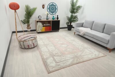 7x9 Pink Turkish Rug - Görsel 3