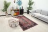 4x7 Red Black Vintage Rug, Persian Area Rug, 4x7 Oushak Runner, Bohemian Rug, Handmade Wool Rug, Antique Rug, Floral Rug,Kitchen Cotton Rug - Görsel 2