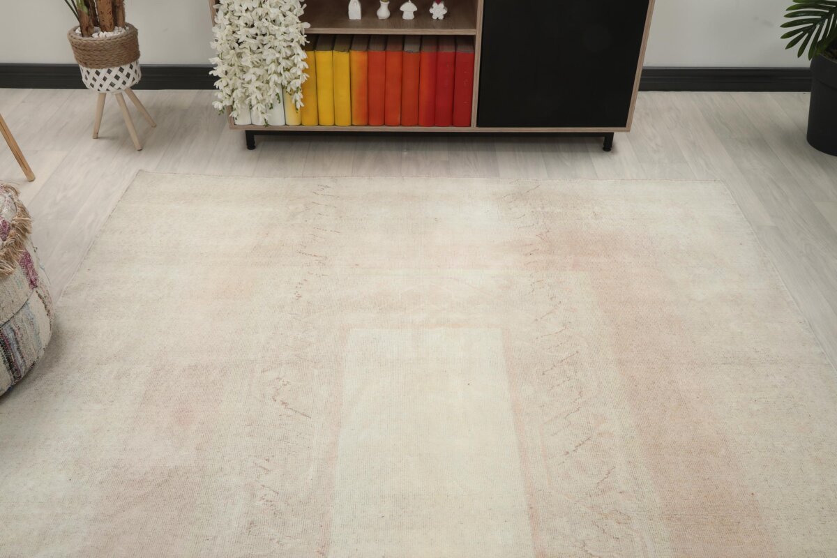 7x10 Beige Pink Patterned Turkish Rug - Görsel 7