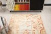 4x6 Orange Turkish Rug, 4x6 Handwoven Rug, 4x6 Oushak Area Rug, Handmade Rug, Living Room Rug, Vintage Rug, Kitchen Wool Rug, Faded Rug - Görsel 7