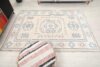6x8 Beige Blue Pink Turkish Rug, 6x8 Oushak Area Rug,  Handmade Rug, 6x8 Oversized Rug, Patterned Vintage Rug, Kitchen Rug, Living Room Rug - Görsel 9