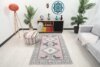 4x7 Pink Blue Handwoven Rug, Bedroom Area Rug, 4x7 Oushak Runner, Bohemian Wool Rug, Vintage Wool Rug, Antique Rug, Floral Rug, Kitchen Rug - Görsel 2