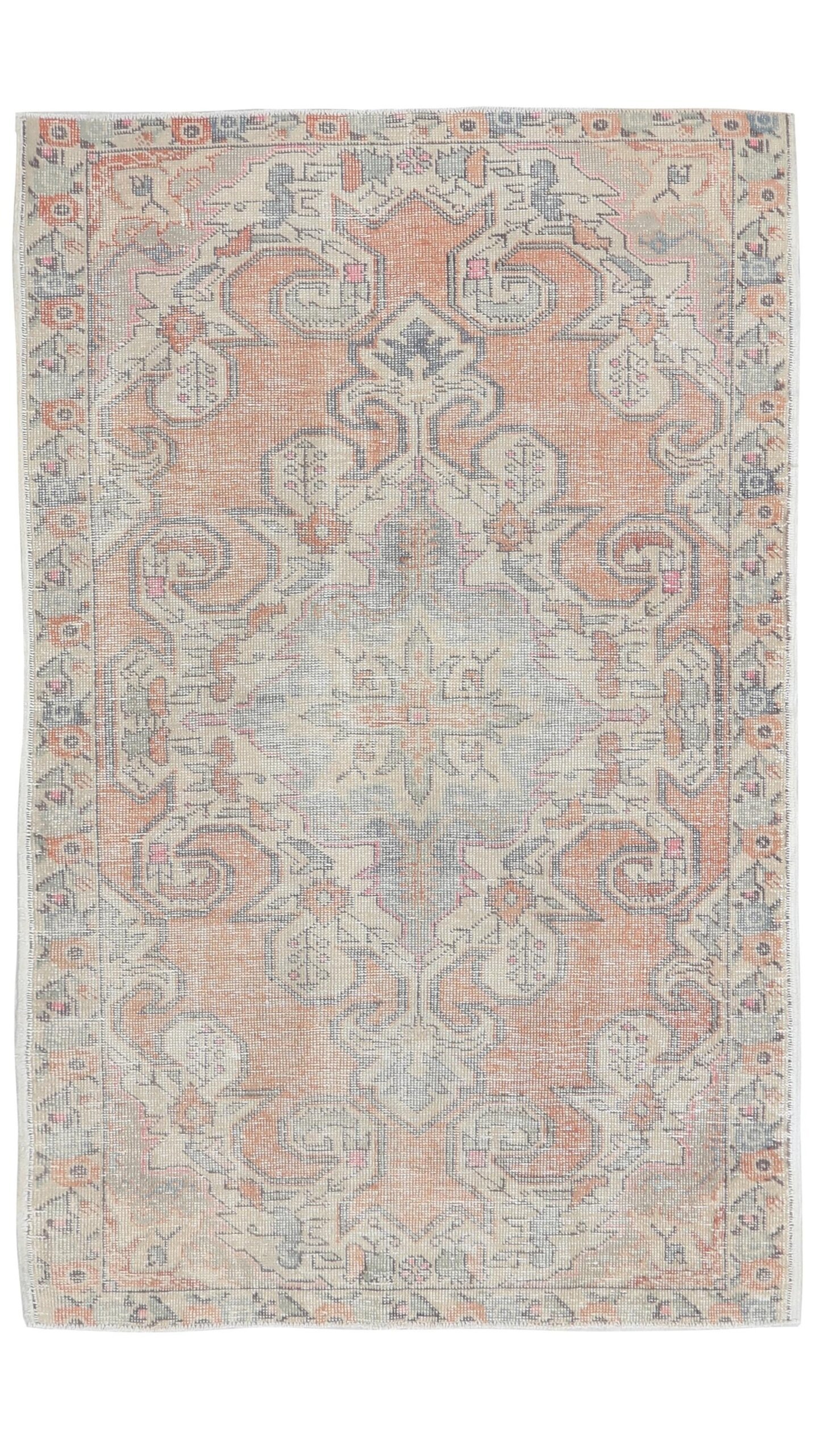 4x7 Orange Floral Oushak Rug