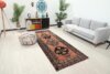 4x10 Vintage Red Black Runner, 4x10 Handmade Rug, Oushak Runner, Bohemian Runner, Turkish Runner, Kitchen Runner, Hallway Runner, Faded Rug - Görsel 3
