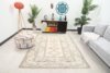 6x8 Beige Gray Blue Turkish Rug, 6x8 Oushak Area Rug, Handmade Rug, 6x8 Oversized Rug, Patterned Vintage Rug, Kitchen Rug, Living Room Rug - Görsel 2