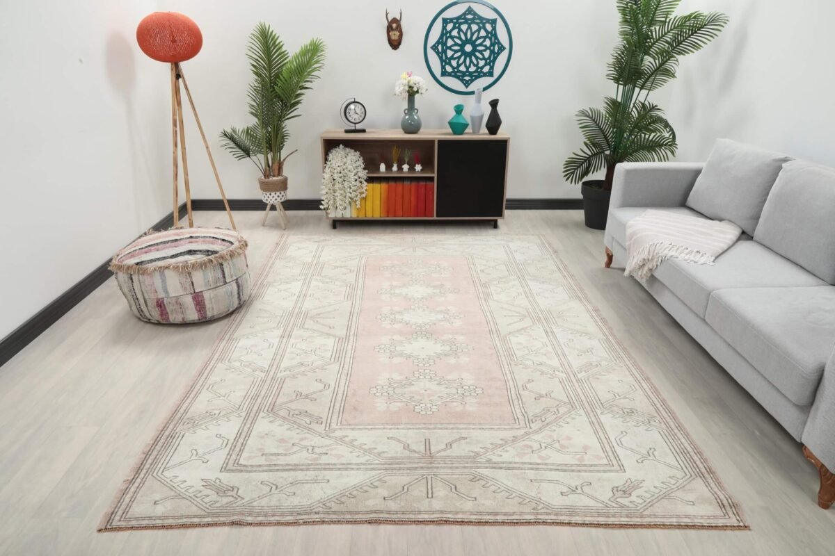 7x9 Pink Turkish Rug - Görsel 2