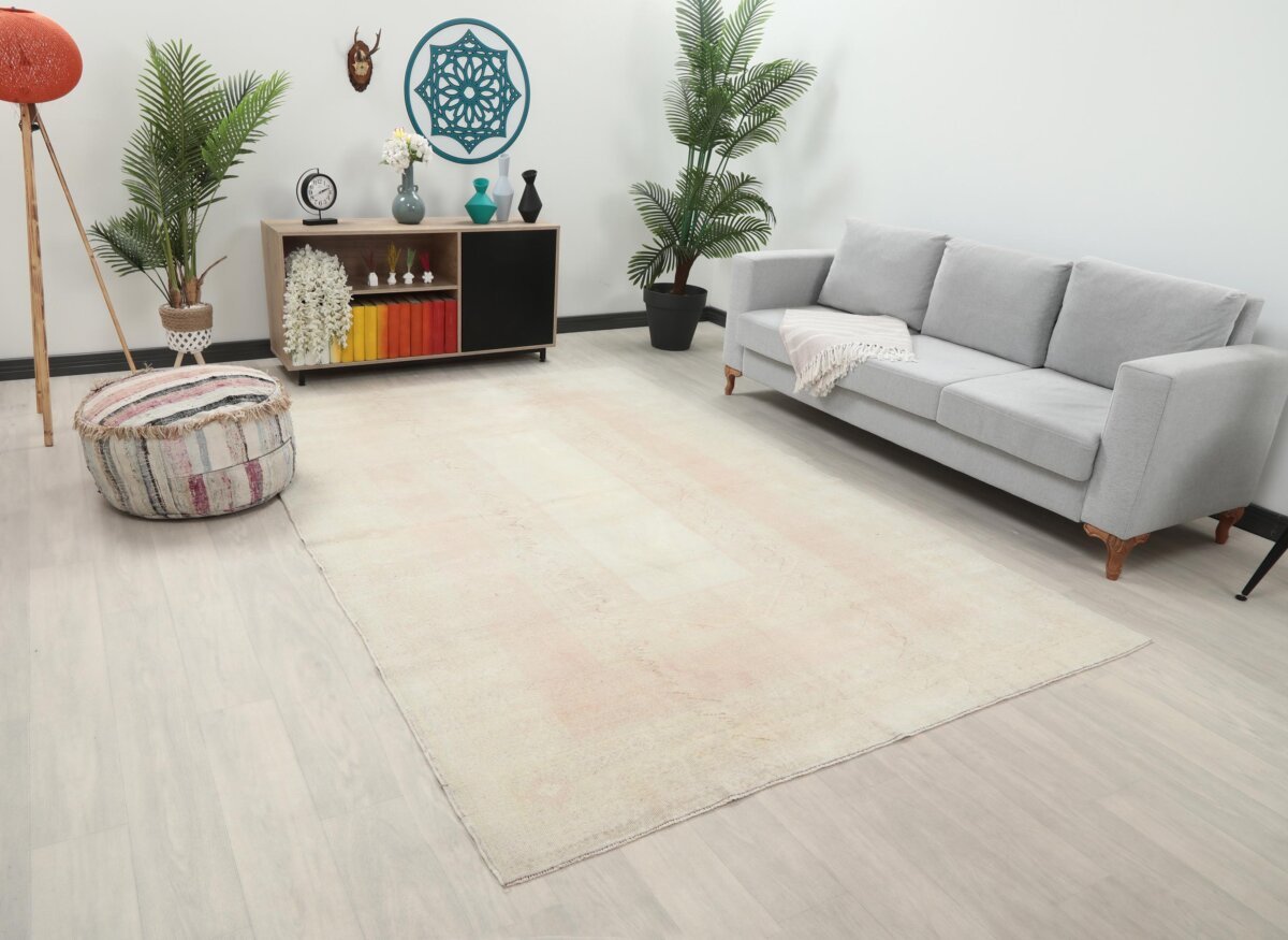 7x10 Beige Pink Patterned Turkish Rug - Görsel 11