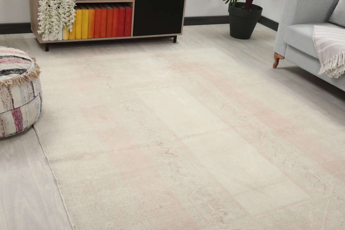 7x10 Beige Pink Patterned Turkish Rug - Görsel 3