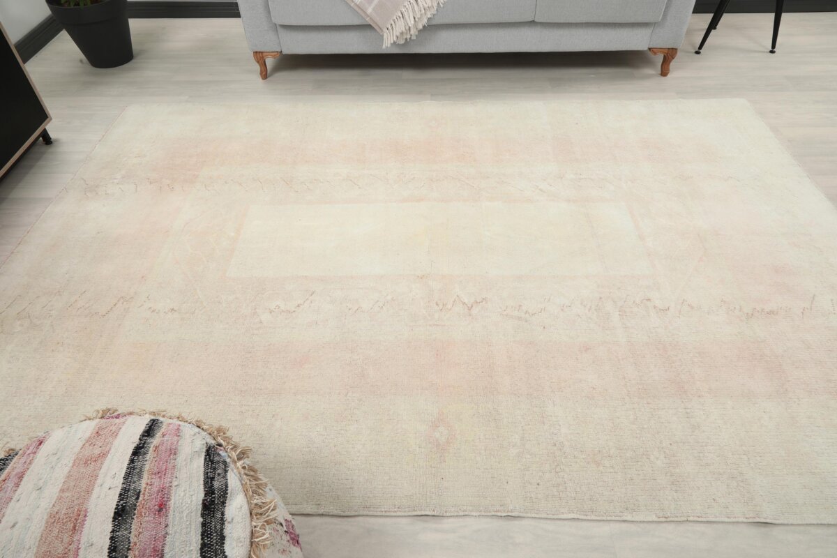 7x10 Beige Pink Patterned Turkish Rug - Görsel 9