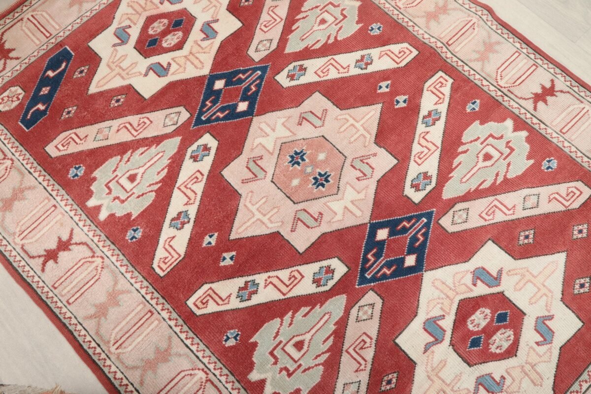 4x6 Red Beige Turkish Rug - Görsel 4