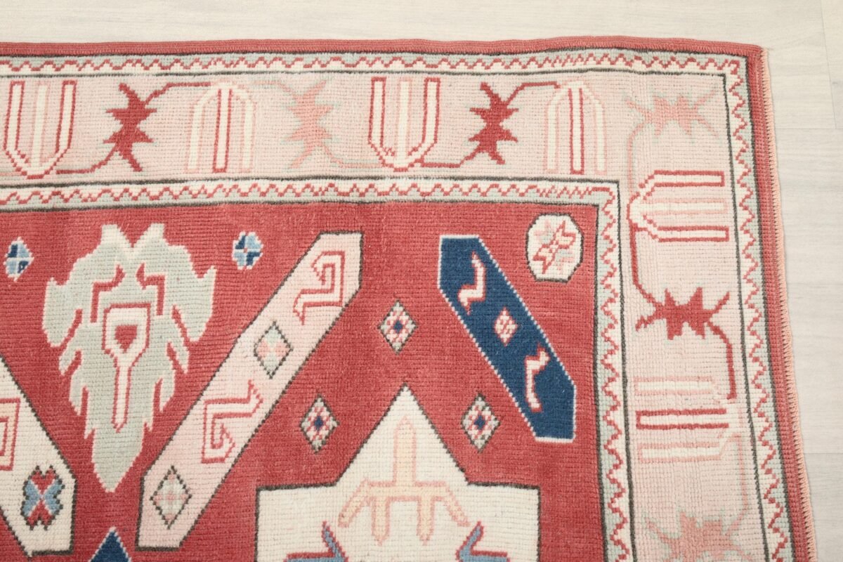 4x6 Red Beige Turkish Rug - Görsel 6