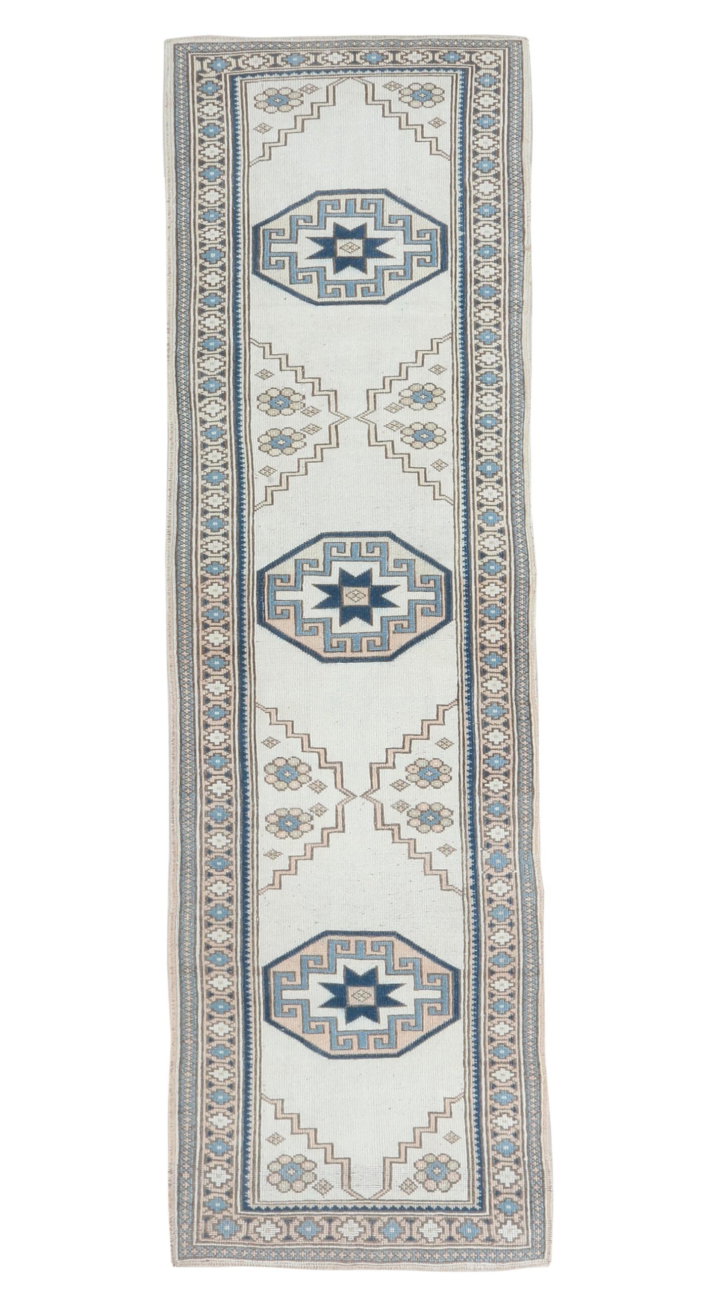 3x9 Beige Blue Vintage Rug