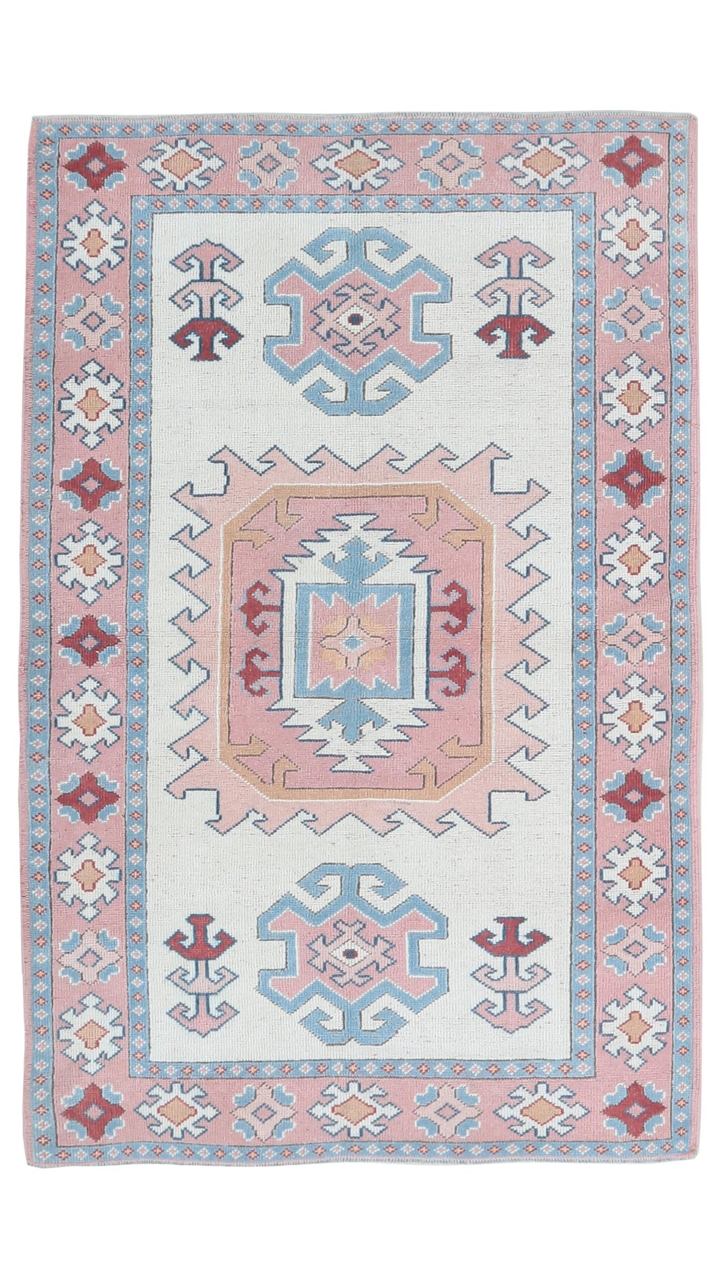 4x6 White Pink Turkish Rug